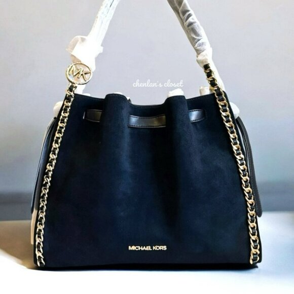 🔥NeW! $598 Large Michael Kors Mina Suede Chain Shoulder Bag - Picture 2 of 10